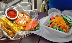 A lunch and salad prepared to-go from Nero's on the bayfront in St. Augustine.