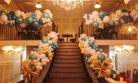 Balloon Decorations by Hennesy Balloons create a festive flair for a private event at PK's Roosevelt Room in St. Augustine.