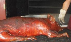 A whole smoked barbequed pig at Smokin' D's in St. Augustine.