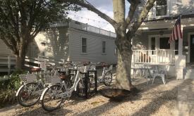 The Sunday courtyard - with the Drifters bike sharing outpost - in St. Augustine, FL