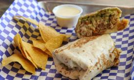 A steak and cheese burrito from Taco Libre in St. Augustine.