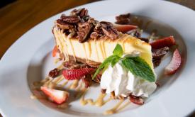 Uptown Swinery's house made cheesecake on San Marco in St. Augustine.