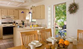 Our kitchens are furnished, applianced, and set up with plates, glassware, eating and cooking utensils.
