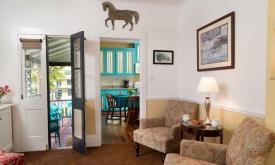 The living area of Ambrose's Retreat, a downtown vacation rental available through the St. Francis Inn in St. Augustine.