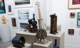 Ken Jensen's pottery musical instruments at ArtBox in St. Augustine.