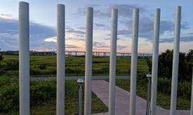The chimes looking south toward the 312 bridge at the Dr. Robert B. Hayling Freedom Park in St. Augustine.