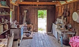 The preserved Cracker Kitchen at the Florida Agricultural Museum near St. Augustine, FL.