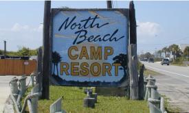 Sign for North Beach Camp Resort off A1A in Vilano Beach, FL.