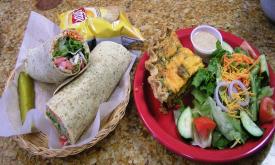 Sea Oats Caffe in St. Augustine Beach offers delicious wraps and quiche.