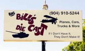 Big Bill's Die Cast sign and logo.