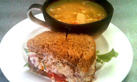 Soup and sandwich at Creative Juices Natural Cafe in St. Augustine.