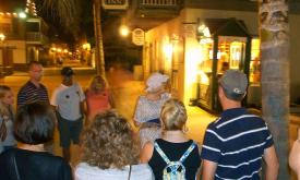 Ghost Tours of St. Augustine guides lead guests through the spooky nighttime streets. 