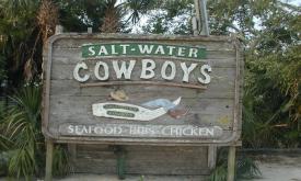 The sign at the entrace to Salt-Water Cowboys in St. Augustine.