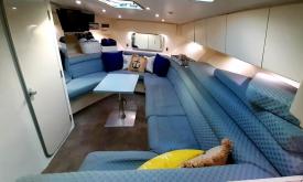 Belowdeck in the Island Queen Charter vessel, guests will find comfortable seating.