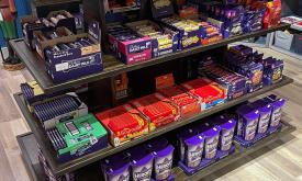 This Cadbury display at Passport Sweets shows a wide variety of that brand's offerings, available in St. Augusitine.