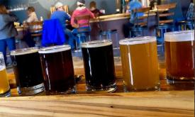 Tasting the beers and ales on a stop with the Ale Trail Craft Beer Tour in St. Augustine.