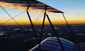 Sunset from the cockpit of Vintage Biplane Rides in St. Augustine, FL