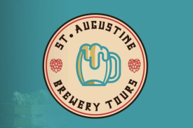 The logo for St. Augustine Brewery Tours, against an aqua background