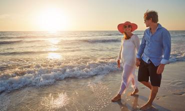 Sunrise walks just steps outside Beachfront Bed and Breakfast in St. Augustine Beach, Florida