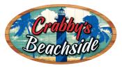 The logo for Crabby's Beachside includes art of the St. Augustine Lighthouse