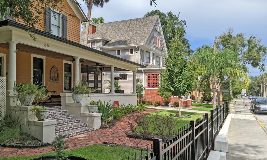 The renovated Victorians in Flagler Model Land Neighborhood have beautiful front gardens