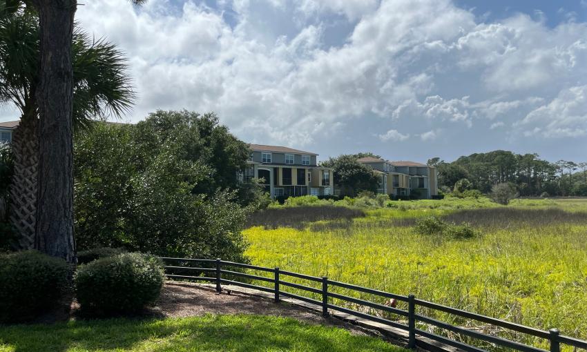 The Las Palmas luxury condominiums overlook the marsh and the Intracoastal Waterway